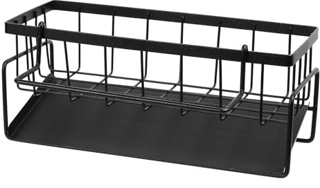 Escurreplatos sobre Fregadero, Soporte Esponja Fregadero, Soporte Estropajo de Cocina, Escurridor de Platos con Boquilla de Drenaje Automático, Organizador de Lavado, Negro