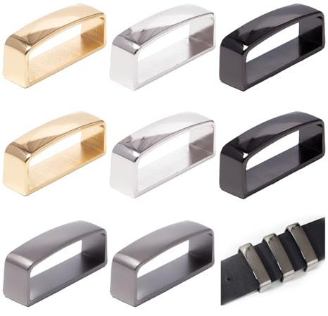 Sxutop 8 Stück Gürtelschnalle Herren 40mm Gürtelschlaufenhalter Gürtelschlaufe aus Zinklegierung Rechteckiger Gürtelschlaufe von 4 Farben für 38-40 mm Breite Gürtel (43×12×18mm)