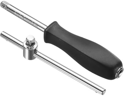 sourcing map 1/4 Drive Spinner Handle Chrome Vanadium Steel Drive Socket Set with 1/4 Drive Sliding T-Handle Breaker Bar Extension Bar for Ratchet Driver and Car Repair 2-Pieces Set