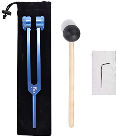 Muuoeou 128Hz Aluminum Alloy Tuning Fork with Hammers for Nervous System Testing Sound Healing Therapy Health Care