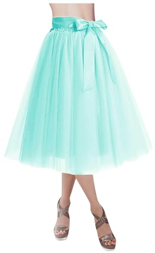 Tüllrock Damen Elastische Langer Rock Mehrschichtiges Lagig Tüll Tüllrock Teen Dance Dress Up Party Unregelmäßiger für Faschingskostüme Karneval Kostüm