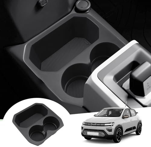 [Facelift 2025] GAFAT Neu Dacia Spring Electric EV 2025 2026 Mittelkonsole Aufbewahrungsbox, Dacia Spring ab 2025 Organizer Tray Unten die Mittelkonsole mit 2 Getränkehalter