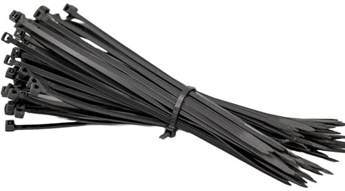 ATP Consumables Cable Ties 430mm x 9.0mm - Black Zip Ties - Pack of 100 - Under Desk Cable Management - Durable Nylon - Tensile Strength - Reusable Cable Ties - Cable Lock - Office Accessories