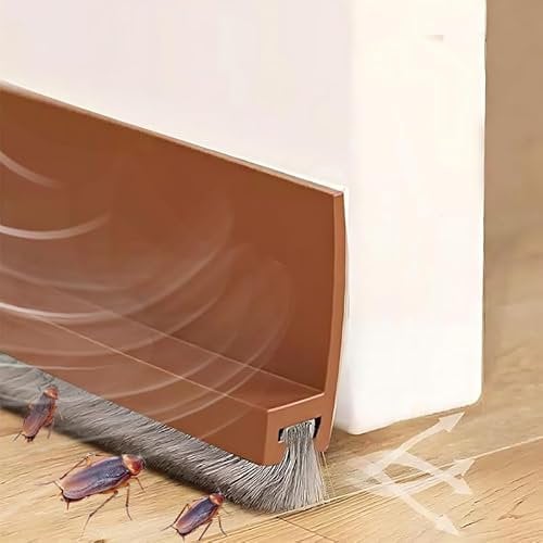 Vingspina 100cm Marrone Paraspifferi per Porte, Guarnizione a Spazzola per Porte, Guarnizione per Porta per Protezione da Suoni, Freddo, Umidità e Insetti in Silicone, (brown)