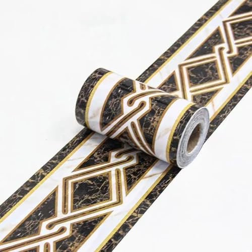 VisitRyl Dark Brown Wallpaper Border Self Adhesive Wall Tiles Decorative, Peel and Stick Wall Border Bathroom Stickers Dark Brown Modern Marble 10cm X 1000cm