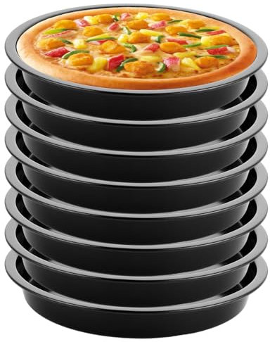 LDXDRU Pizzablech 8er-Set, Backform 18cm Rund, Carbonstahl Pizza Blech, Tarteform Pie Tin Pizzaform Rund, Antihaftbeschichtet Pizzabackbleche Set für Pizza, Flammkuchen, Kuchen