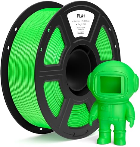 ELEGOO PLA+ Filament 1.75mm Neongrün 1kg, 3D Drucker Filament | Hochfestes PLA Plus 3D-Druckmaterialien, Maßgenauigkeit +/- 0,02mm, 1KG Spule (2.2lbs) für die Meisten 3D-Drucker