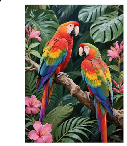 JISHSHAY Diamond Painting Runde Steine Papagei Diamant Painting Steine Rund Tiere Diamant Malerei Diamantmalerei Diamaond Malerei Crystal Art Basteln Erwachsene Mosaik Bastelset Erwachsene 30×40cm
