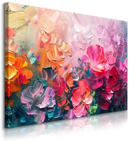 Muralo Wandbilder Moderne Wanddeko, Blumen, Aquarell, Kunst - 100x70 cm | Leinwandbild, Modernes Design, Aufhängefertig, UV-beständig - ideal für Wohnzimmer und Schlafzimmer