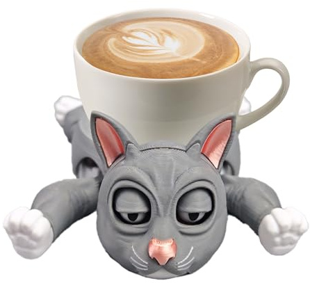 Cute Cat Coasters That Grab Hold the Cup, 3D Print Funny Cats Cup Holder For Drinks, Coasters Mug Holder Coffee Table Decor Cat Gifts Presents for Women (Gray)