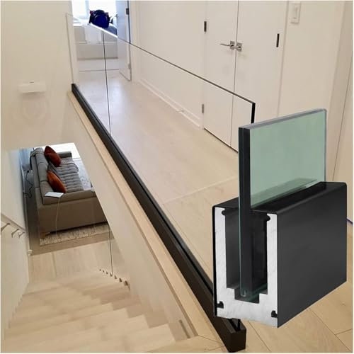 Support de rail de base en aluminium pour panneaux de verre, PVC, plastique ou bois de 12 à 20 mm – Entraxe de rail de balustrade intérieur/extérieur