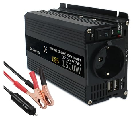 Transformateur Convertisseur Puissance 12V 220V 500W 1500W 2000W 2600W 3000W Prise UE Onduleur Automatique 12 V Transformateur 12 V 220 V Onduleur Solaire Voiture(12V 220V 1500W)
