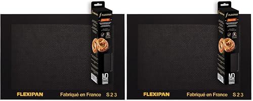 Flexipan Toile de Cuisson Multi-Usages 42 x 29,5 cm – Cookies, Pizzas, Croissants ou Frites - Antiadhésive, Reutilisable - Remplace Papier Sulfurisé - Tapis Cuisine Polyvalente, Cuisson Maîtrisée