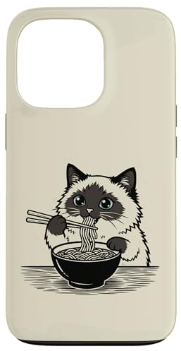 Hülle für iPhone 13 Pro Ramen Ragdoll Katze Nudel Bowl Motiv für Katzenfans