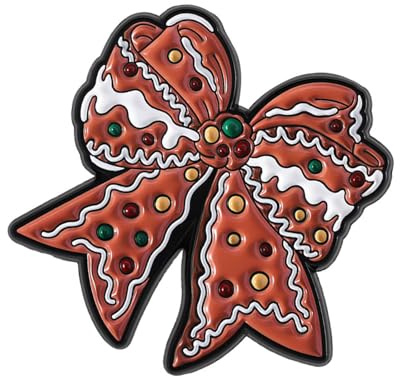 Brosche mit Weihnachtsmotiv und Schleife, Lebkuchenmotiv, festlicher Schmuck, Party-Outfit, Zubehör, Kätzchen, Anstecknadel, Eine Größe, Wie beschrieben