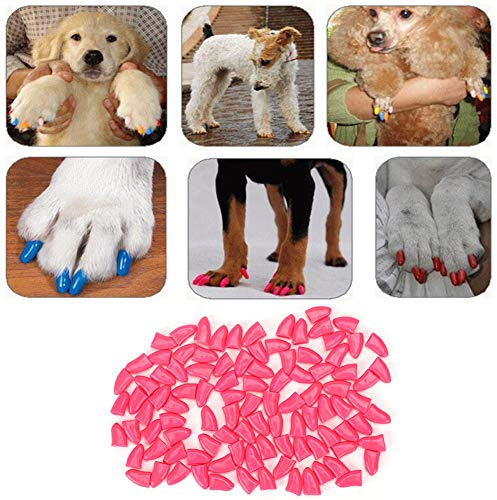 Zerodis 100PCS Dog Nail Caps Pet Nail Grooming Cover Soft PVC Claw Protectors for Furniture Scratch Prevention with Adhesive Glue Applicator for Small Medium Large Dogs (L)