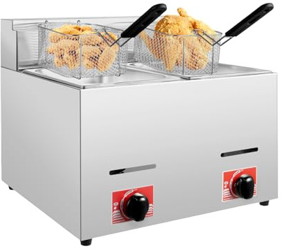 Friteuse a gaz professionnelle 2 x 6l, friteuse double bac, friteuse huile