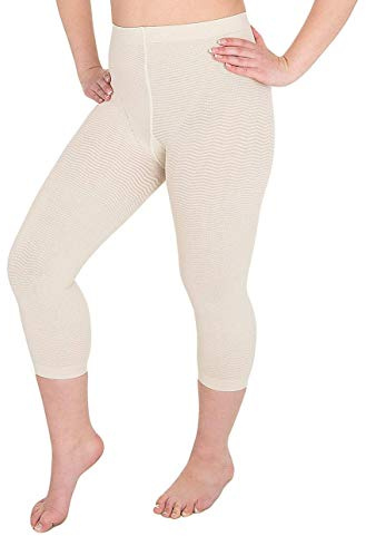 SOLIDEA Damen Leggings Modell Capri, Mikro-massierend Silver Wave Corsaro Vorbeugende Abgestufte Kompression (Champagne, 40)