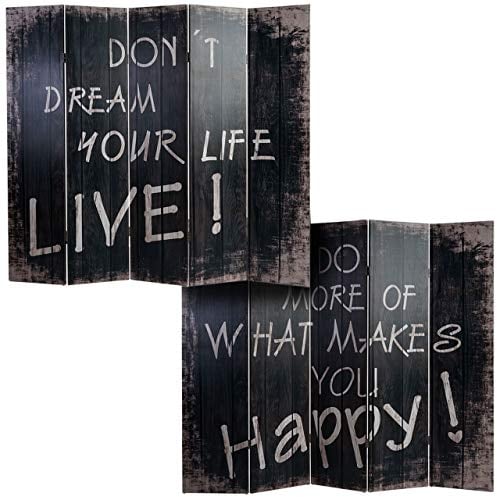 Mendler Foto-Paravent Vintage, Paravent Raumteiler Trennwand - 180x200cm, Spruch