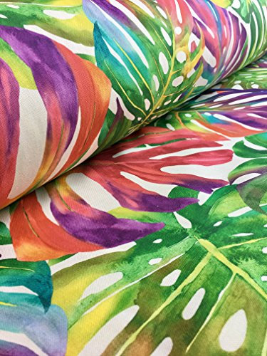 Tropical Palm Blätter Stoff Vorhang Polster Baumwolle Jungle Palm Leaf/140 cm (Meterware) grün rot pink