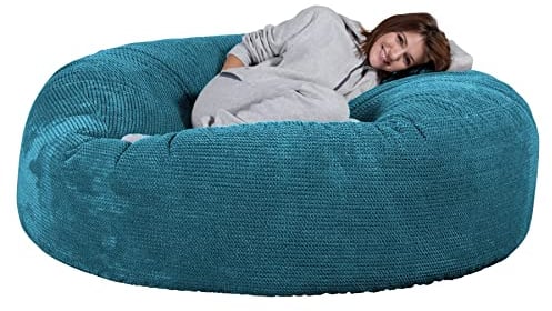 Lounge Pug, 'Mega-Mammoth' Sofa Sitzsack XXL, Schlafsofa, Pom-Pom Türkis