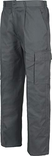 WORKTEAM Pantalón de Trabajo Multibolsillos, Corte Recto, Cintura Elástica, Tejido Resistente.Unisex Gris 38