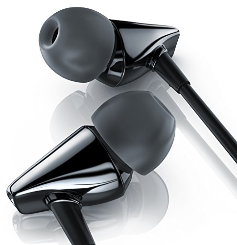 LIAM & DAAN - In Ear Kopfhörer mit Kabel - 3,5 mm Klinke-Anschluss - 1,2 m Kabel - 10 Paar Silikonaufsätze - Metro Keramik High End Earphones - Kopfhörer In Ear - LD Black Design
