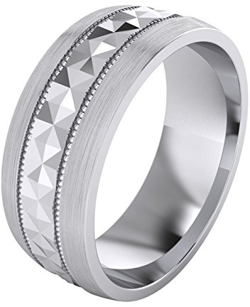 Heavy Sterling Silber 5 mm Unisex Hochzeit Band Pyramide gemustert Ring Comfort Fit poliert Milgrain