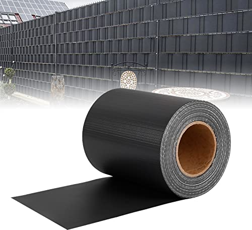 LARS360 65 m x 19 cm, pellicola protettiva in PVC per la privacy, con clip di fissaggio, protezione dal vento, recinzione da giardino, opaca, doppia asta per balcone, recinzione da giardino, antracite