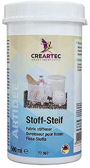 CREARTEC Stoff-Steif - 500 ml - lufttrocknender Textil-Festiger zum Härten von Stoff, Wolle & Gewebe - farblos & geruchsneutral - wasserfest - ideal für Deko & Outdoor-Projekte - Made in Germany