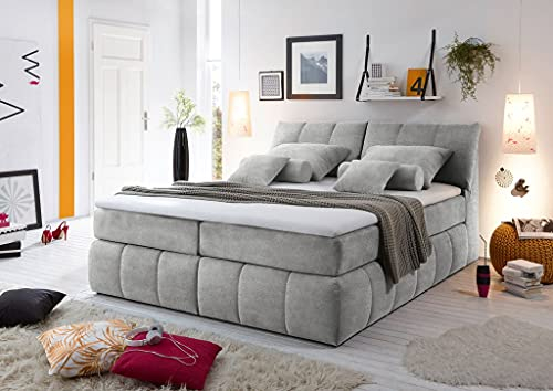 Froschkönig24 Toledo 180x200 cm Boxspringbett Bett Hellgrau