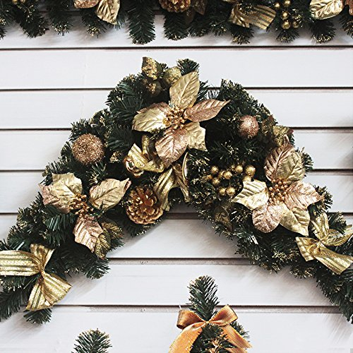 VHVCX Weihnachtskranz Ornament Weihnachtskranz Dekoration Ecke Hörner Tür Hängen 90 cm Hotel Einkaufszentrum Dekoration Schmuck, Rote Ecke Tür Hängen 90 cm