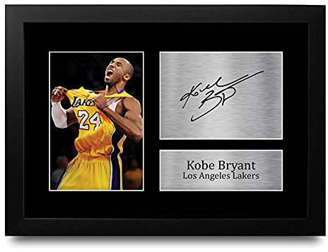 HWC Trading Kobe Bryant A4 Gerahmte Signiert Gedruckt Autogramme Bild Druck-Fotoanzeige Geschenk Für Los Angeles Lakers Filmfans