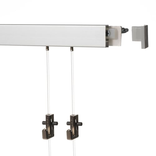 SOFT-RAIL® Comfort (M) Cimaise 4 m (2 x 2 m) à rail pour galerie de tableaux, argent mat, anodisé, différentes longueurs et couleurs