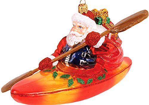 Gentleman Weihnachtskugel-Christbaumschmuck-Weihnachtsmann im Kanu-2466