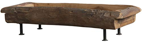 Chic Antique Grimaud Holz Tablett auf Füßen Metall Kerzenboard, Kerzentablett, Dekoschale