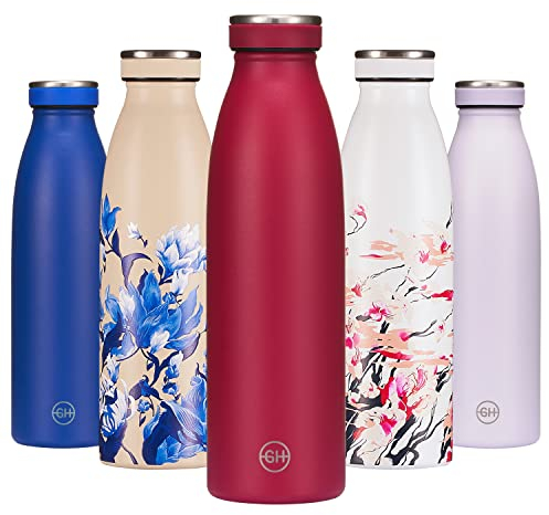 B2DO for GH Bouteille d'eau Isotherme 500ml Bourgogne | Gourde métallique réutilisable en acier inoxydable à double paroi sous vide | Gourde INOX isotherme de sport | Bouteille isotherme sans BPA