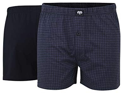 Ceceba Herren Boxershort, Baumwolle, Single Jersey, navy-red, gestreift, mit Eingriff, 2er Pack