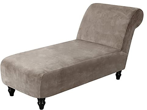 TOPCHANCES Samt Chaiselongue Schonbezüge, Liegesessel Stuhlbezug, Relaxliege Deluxe Stuhlbezüge, Schonbezug Stretch rutschfest (Braun)