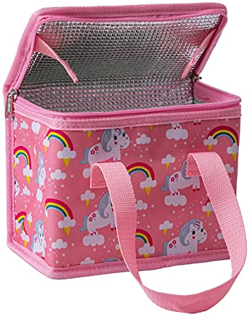 TEAMOOK Sac Repas Lunch Bag Sac à Déjeuner Sac Fraîcheur Portable Isotherme Licorne Rose 22cm X 16cm X 12cm