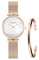 VICTORIA HYDE Damen Uhren Analog Quarz Damenuhr mit Perlmutt-Zifferblatt Armbanduhr Armreif Set (Rose Gold)
