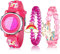 Yaomiao 3 Stück Einhorn Kinderuhr und Einhorn Armband 3D Karikatur Wasserdicht Kind Handgelenk Digitaluhr 7 Farbe Licht Uhr mit Alarm Stoppuhr Weihnachten für 3-10 Jahre Mädchen (Lustiger Stil)