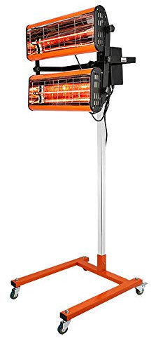 TIXBYGO Lacktrockner Infrarot Trockner Strahler Leuchten Auto Karosserie Reparatur Lack Trockner (2200 W, 2 Strahler, 40–100 °C, Trocknungsfläche 800 x 800 mm, Max. Höhe 170 cm, Timer 1–30 min)