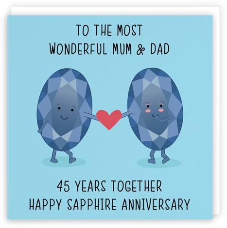 Hunts England - Large Mum And Dad 45th Anniversary Card - To A Wonderful Mum & Dad - 45 Years Together - Happy Sapphire Anniversary - Iconic Collection - Large - 210 x 210 mm