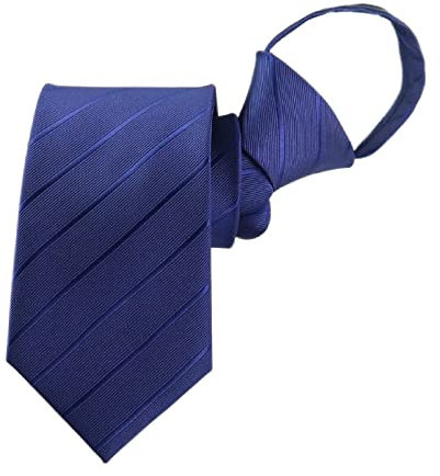 WANYING Herren 8cm 3,15 Klassische Reißverschluss Krawatte Vorgebundene Sicherheits Krawatte Businesskrawatte Formelle Business Hochzeit Länge 48cm - Gestreift Dunkelblau