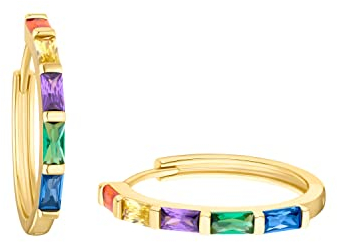 s.Oliver Creolen 925 Sterling Silber Damen Ohrschmuck, mit Zirkonia synth., 2 cm, Gold, Kommt in Schmuck Geschenk Box, 2035503