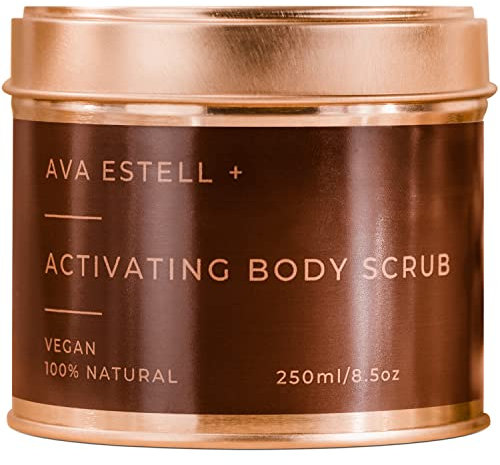 Ava Estell Activating Natural Exfoliating Body Scrub – Great for Refreshed, Clean & Healthy Skin - Natural Body Scrubs for Women Exfoliation to Lighten Dark Spots, Stretchmarks, Blemishes, 250mL