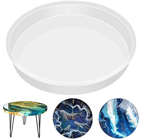 TIHOOK Runde Resin Silikonform,14 Zoll/355mm, Tischform Epoxidharz, Epoxidharz Silikonformen Rund, Ldeal für die Herstellung von Couchtischen, Künstlerischer Wohnkultur und mehr