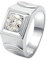 Ayoiow Hochzeitsring Herren, Weissgold Ring Herren 585 mit Rund Moissanit 1ct Ring Weiß Größe 52 (16.6)