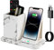 LADSTAG Stiftehalter Schreibtisch Organizer mit Induktive Ladestation, Büro Organizer bürobedarf 10W Wireless Charge für iPhone 14 13 12 11 Pro Max und Samsung Galaxy S23/S22/S21/S20/S9(Marmor)